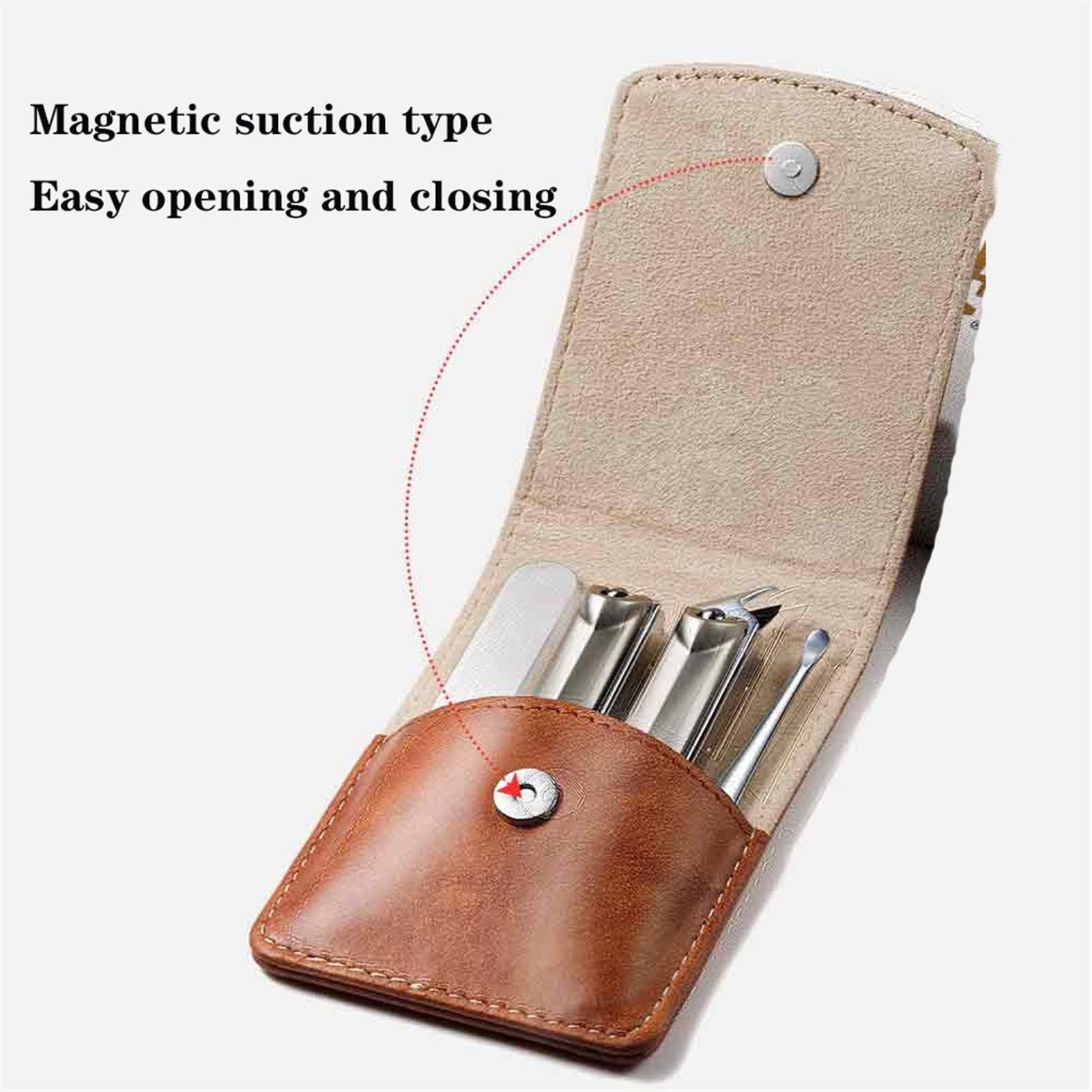 Zestaw obcinaczy do paznokci 4 szt. Zestaw obcinaczy do paznokci, przenośny zestaw do manicure z etui ze skóry PU, zestaw do manicure ze stali nierdzewnej, narzędzia do pedicure do stóp, Gris