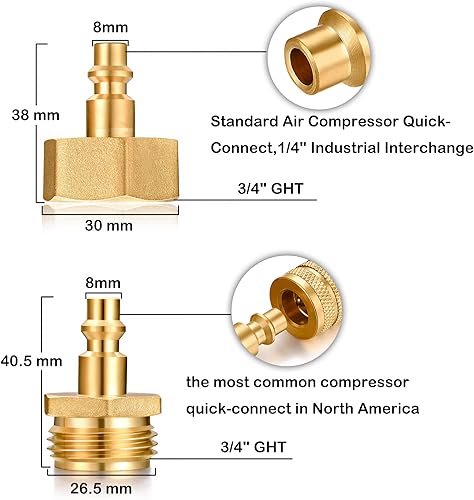 Miniatura 2 de Sistemas de Aspersores de Invierno para RV Adaptador de Soplado de Enchufe Rápido Compresor de Aire 14"  Se Ajusta a Manguera de Jardín 34" Rosca