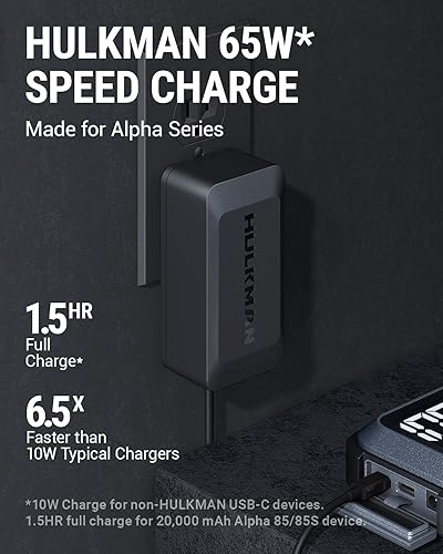 Miniatura 7 de Hulkman Alpha Ultra 1250A Jump Starter Bundle con cargador de 65 W y funda BagX, refuerzo portátil de 12 V para automóviles, camiones y SUV