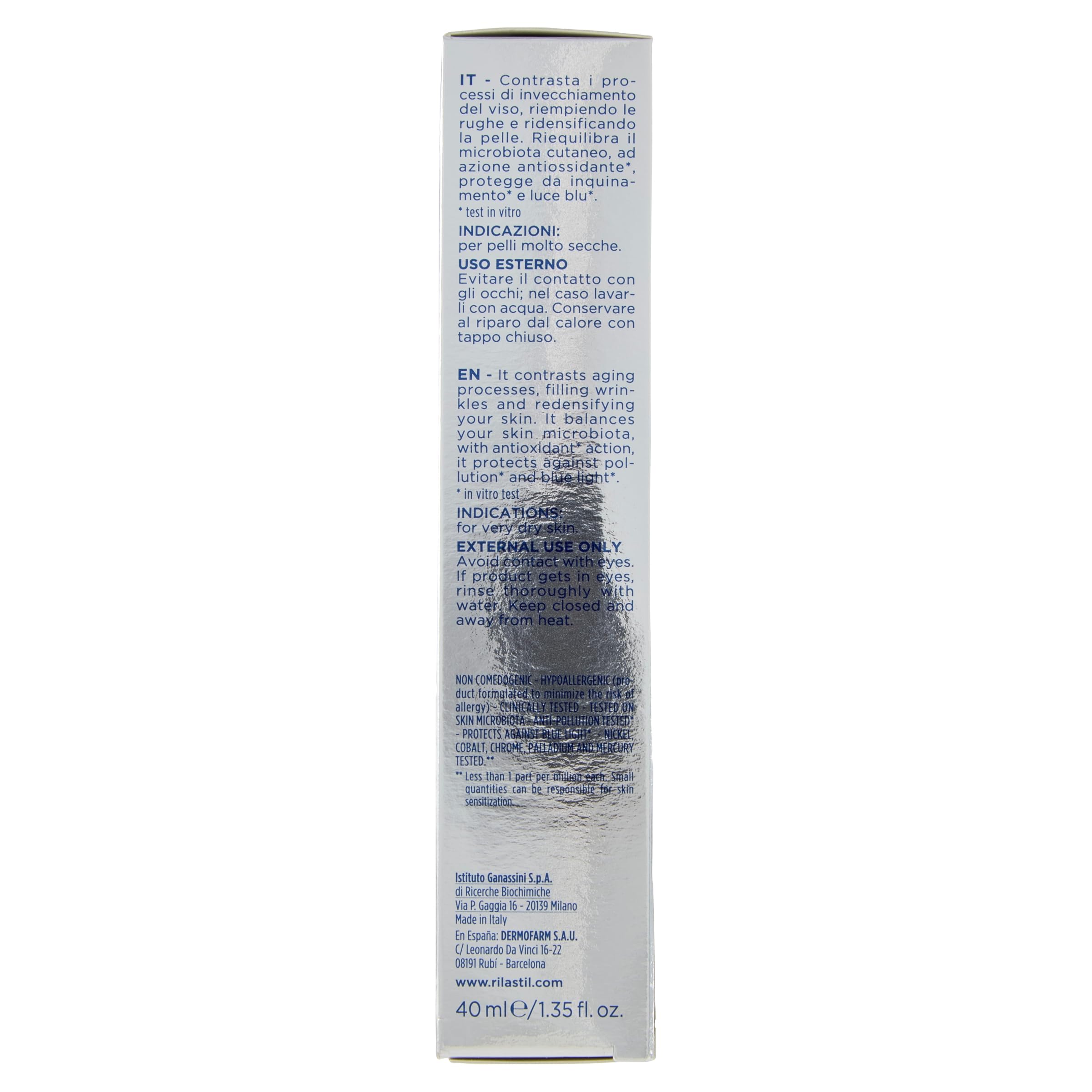 Rilastil Multirepair Crème Visage Anti-rides Nutrissante, Hydratant avec Beurre de Karité pour Poils Très Secs, Lot de 40 ml