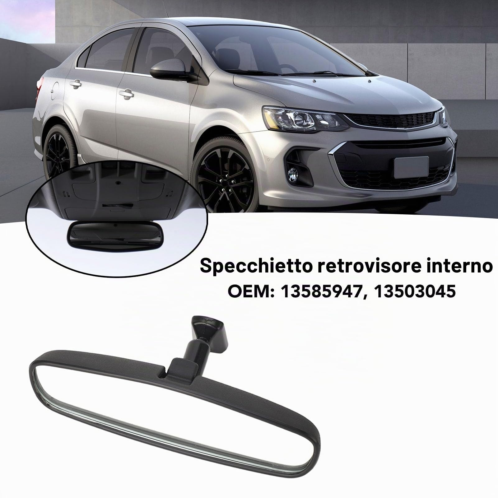 Specchio Retrovisore Interno Auto Ricambio Compatibile per Cruze Spark Volt Verano ATS Terrain Design Sicuro e Facile Installazione
