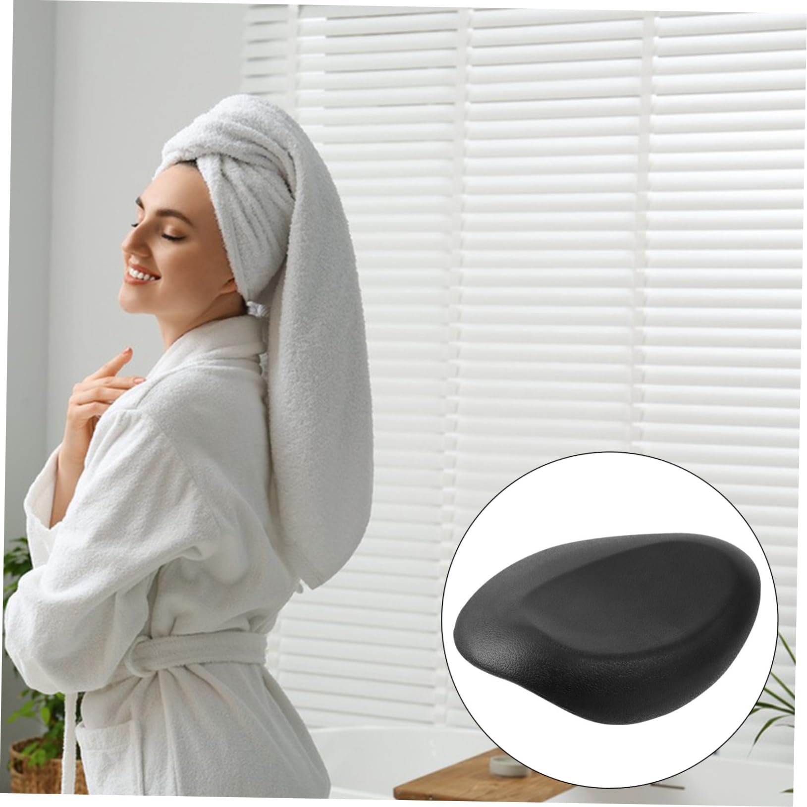Cuscino Design a Curve in Pu Ventose Antiscivolo per Vasca da Bagno Colore Nero Supporto Collo e Schiena Ergonomico per Vasca e Spa