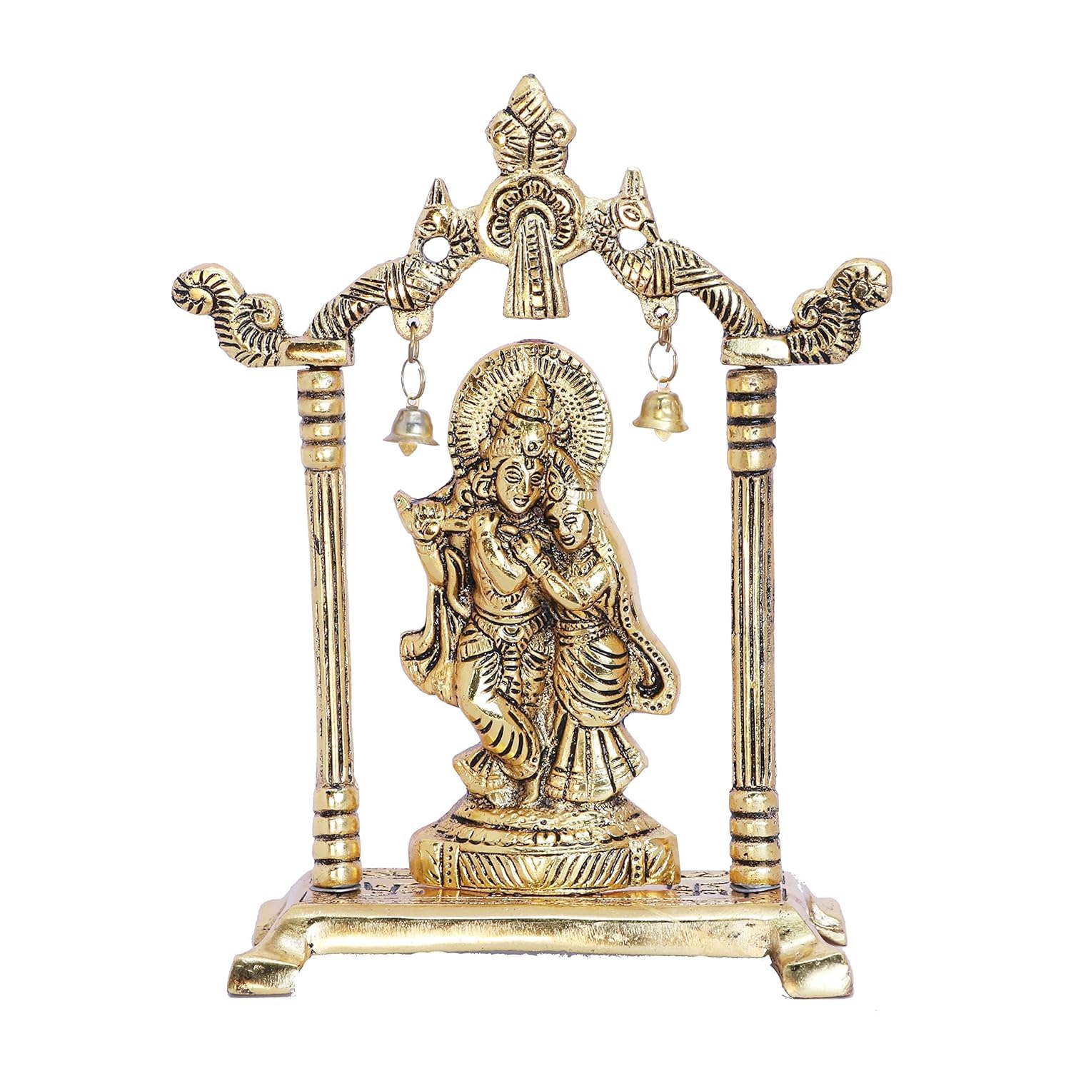 Servdharm Radha Krishna Metal Decorative Statue for Home, 15 cm