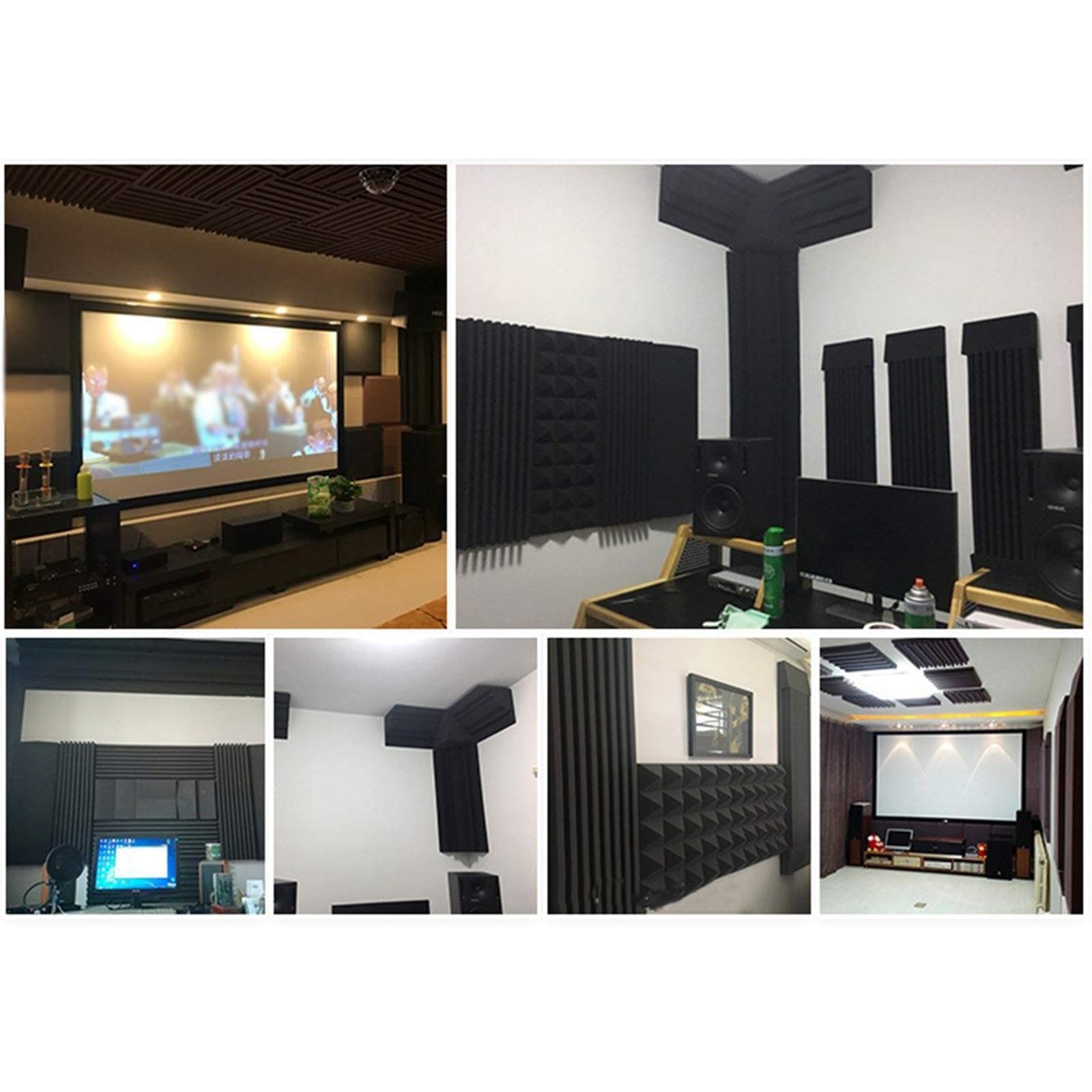 24 CM Akustyka Studiofoam Izolacja akustyczna, Ściana sufitowa Dźwiękochłonna Bawełna Łatwa instalacja Czarna pułapka basowa Pianka dźwiękochłonna (Czarny 12 * 12 * 24 CM) (Fioleto