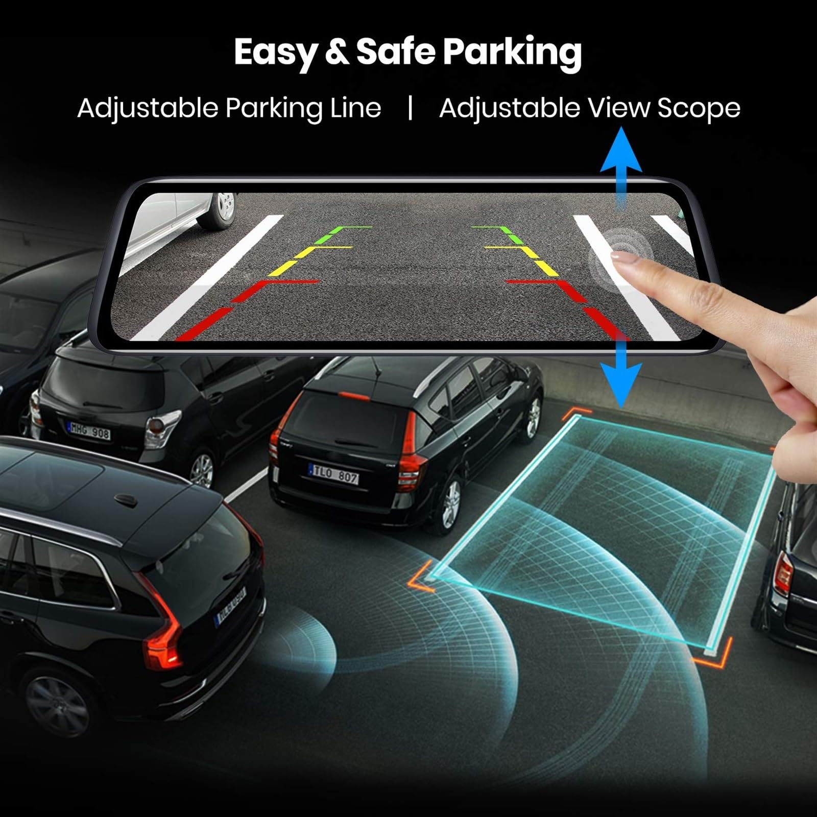 BEEBY Dashcam Mirror Dash Cam 1080P Telecamera per Specchietto Retrovisore Visione Notturna Touch Completamente Laminato Camma E Posteriore Telecamera Retromarcia Frontale Telecamera