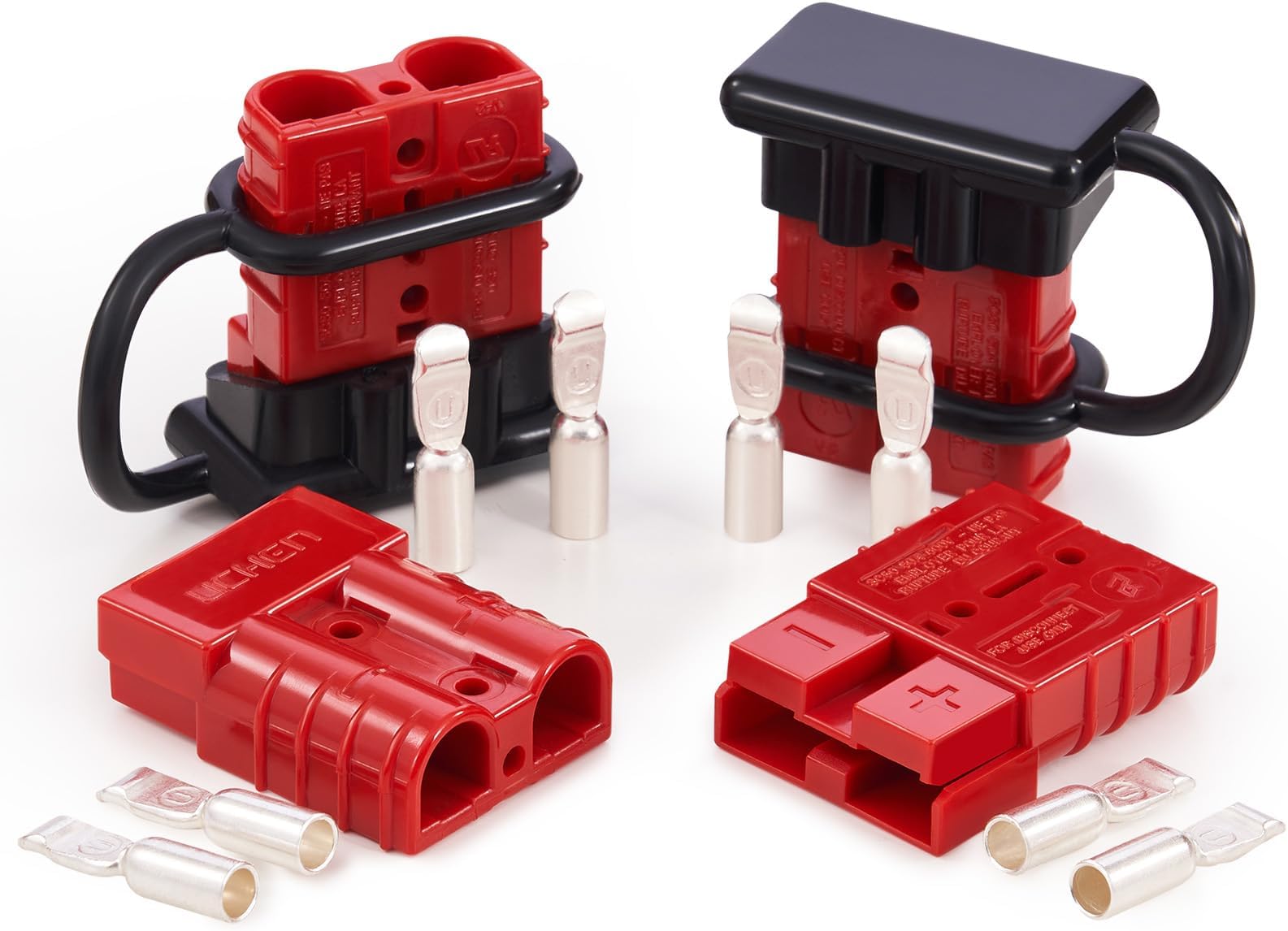 Orion Motor Tech Wire Connector 4 Pack, 50A Wire Harness Plug Kit for 6-12 Gauge Cables, 12V-36V Battery Quick Connect Disconnect Set for Car Bike ATV Winches Lifts Motors More, Set of 4, Red