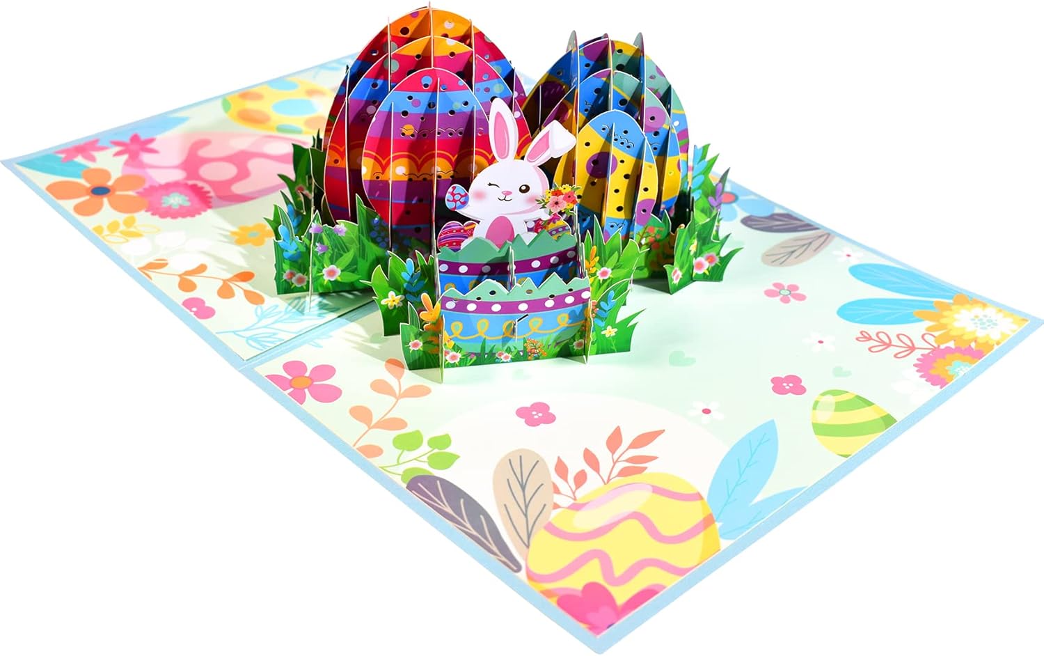 Easter Pop Up Card for Kids, 3D Easter Bunny and Egg Greeting Card, Cute Easter Card for Children with Envelope, Funny Spring Easter Gift for Son Daughter