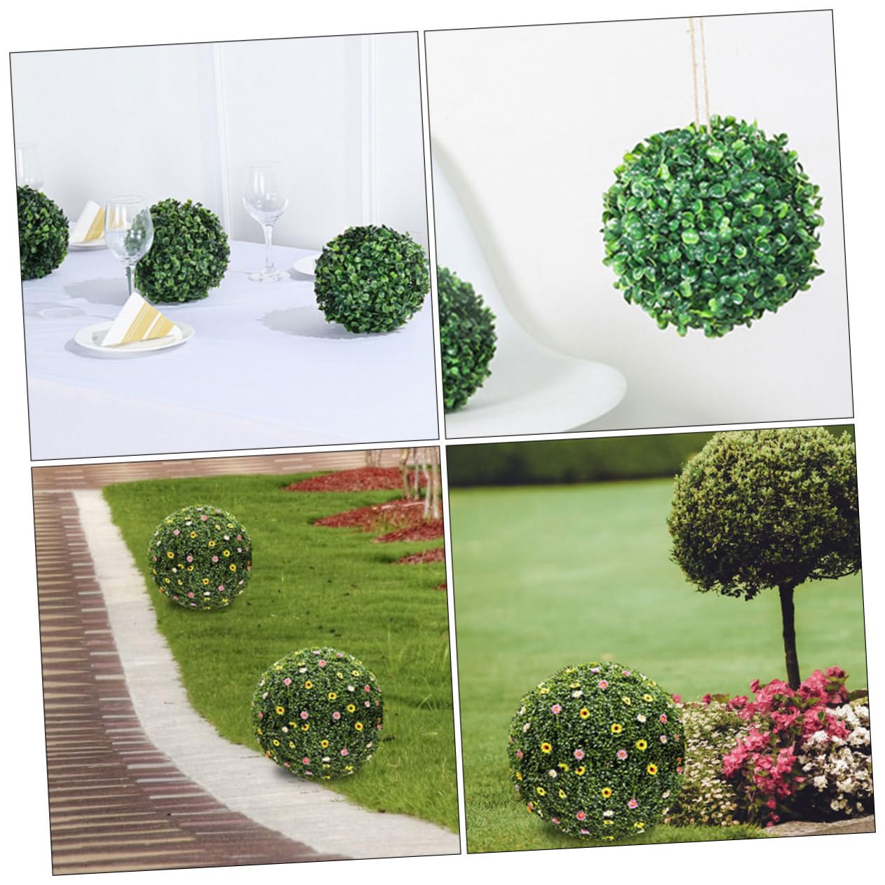 Ciieeo Cage de Support pour Boules Topiaires Artificielles 3pcs en Plastique Vert, Facile à Utiliser et Fiable pour Décoration Maison et Jardin