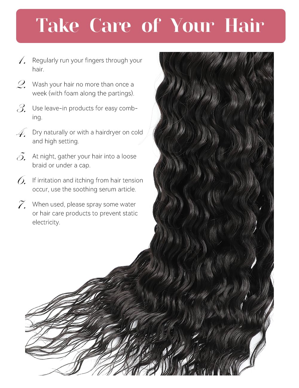 300g Curly Braiding Hair,Dark Brown Ocean Wave Crochet Hair Extensions for Women,Long Synthetic Loose Deep Wave Wavy Twist Hair for Boho Braids