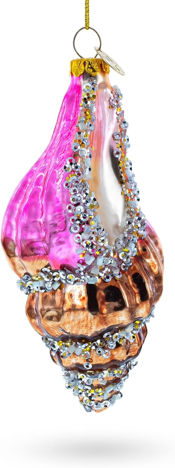 Conch Shell Blown Glass Christmas Ornament - Image 2