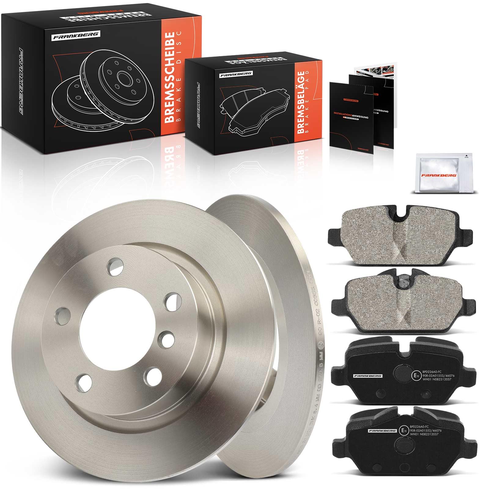 Frankberg Set freni incl. 2x Dischi Freno + 4x Pastiglie dei Freni Posteriore Compatibile con M.i.n.i Countryman R60 M.i.n.i Paceman R61 Replace# 34219811539