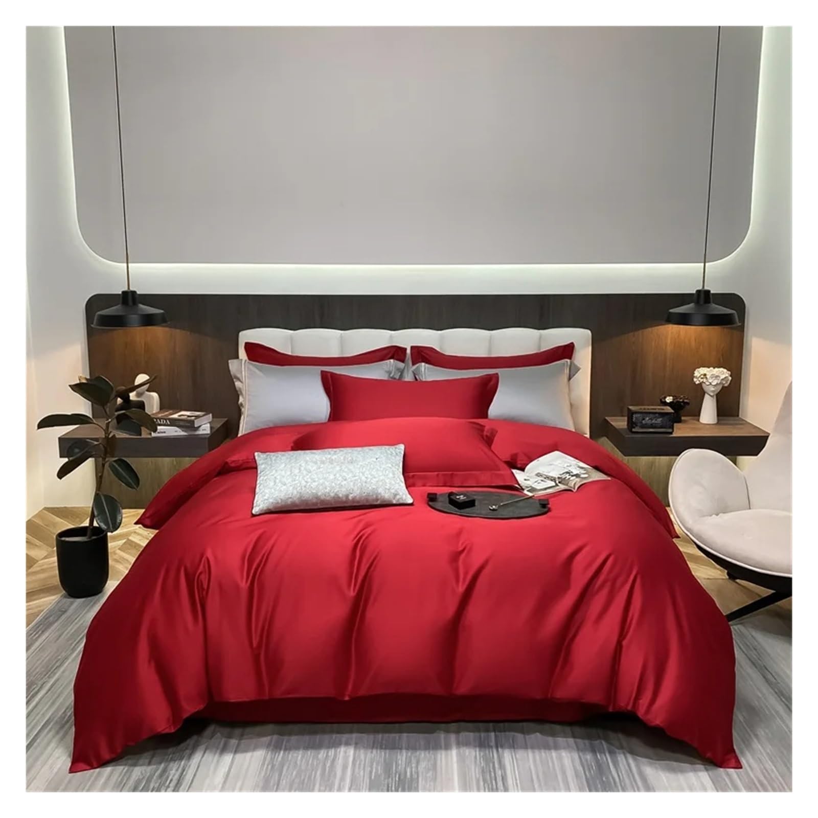 Parure De Lit, Housse De Couette Et Drap en Coton Égyptien 400 Fils Au Pouce Carré(B,King Size 2.0M Bed 4pcs)