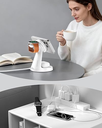 Miniatura 7 de Cargador inalámbrico 3 en 1 estación de carga para iPhone estación de acoplamiento magnética para iPhone 171615141312 - Base de carga múltiple para