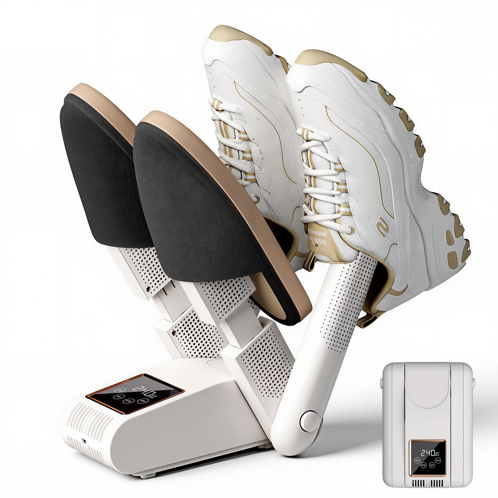 Asciuga Scarpe Elettrico, Diealles Shine Pieghevole Asciugascarpe, Asciugatore Scarpe da Calcio in Modo Veloce, Asciuga Scarponi con Timer per Scarpe Guanti