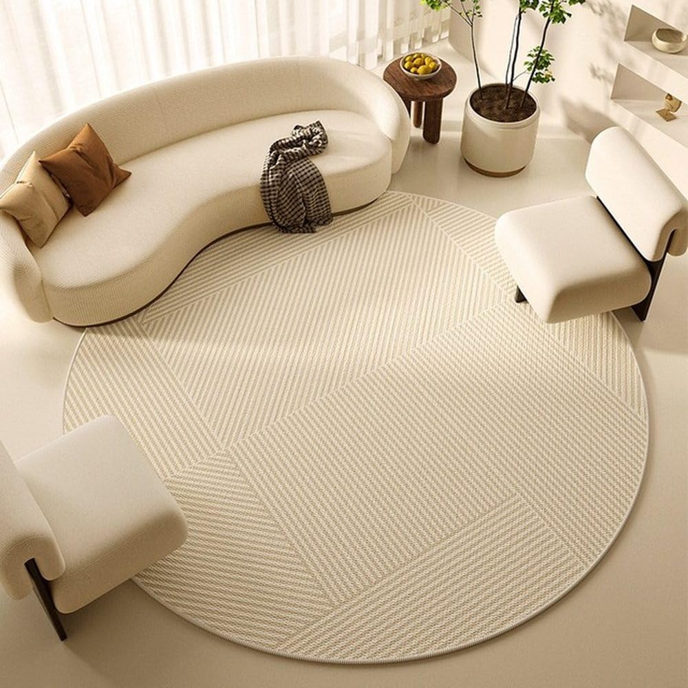 Tapis en peluche rond SY2341 pour chambre et chevet