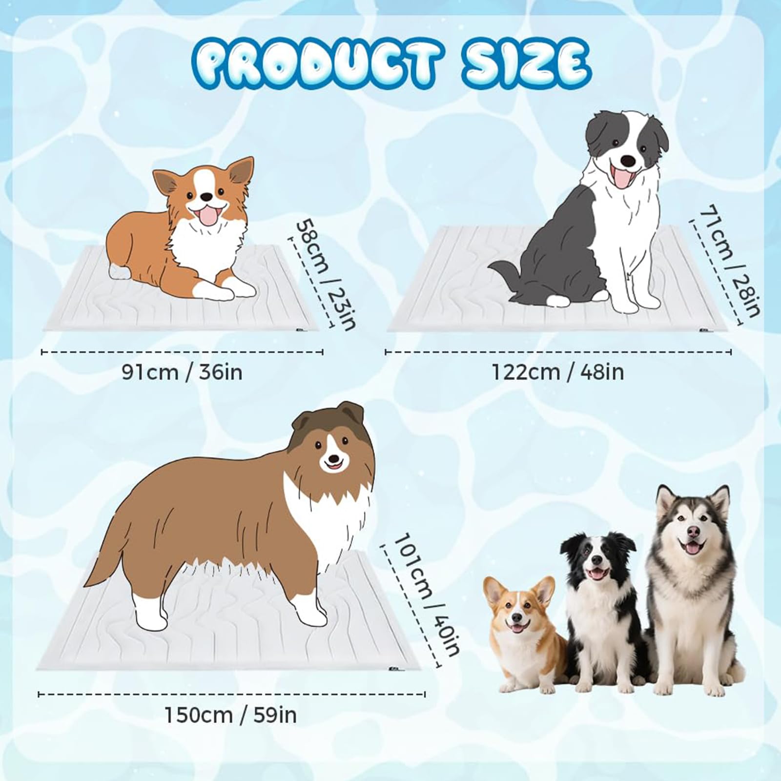 Tapis rafraîchissant pour chien, 2025 New auto-rafraîchissant, tapis d'été pour chien, pour la maison, les déplacements ou dans la voiture (L)