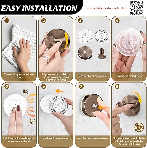 Miniatura 5 de Ganchos de ventosa para ducha, 2 ganchos de succión para toallas de ducha, ganchos para toallas sin taladrar para pared de baño, cocina, vidrio,