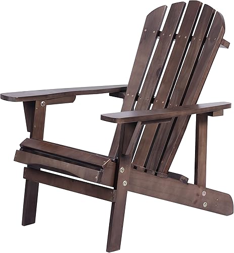 Miniatura 3 de Silla Adirondack de madera maciza para patio trasero, jardín, césped, porche, color marrón oscuro
