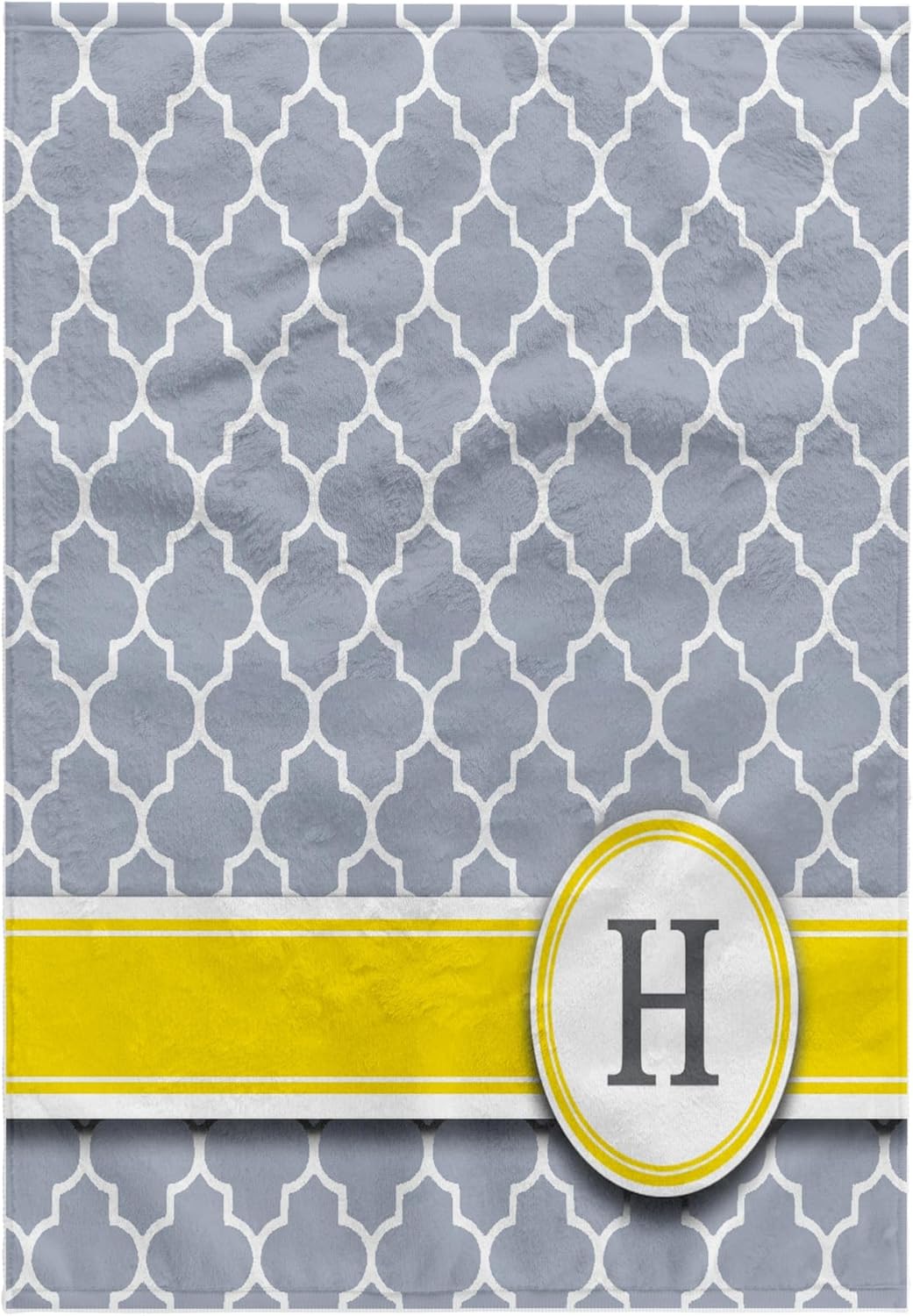 3dRose Your Personal Name Initial Letter H - Monogrammed Grey Quatrefoil Pattern - Personalized Yellow Gray 22x30 Bath Hand Pool Towel