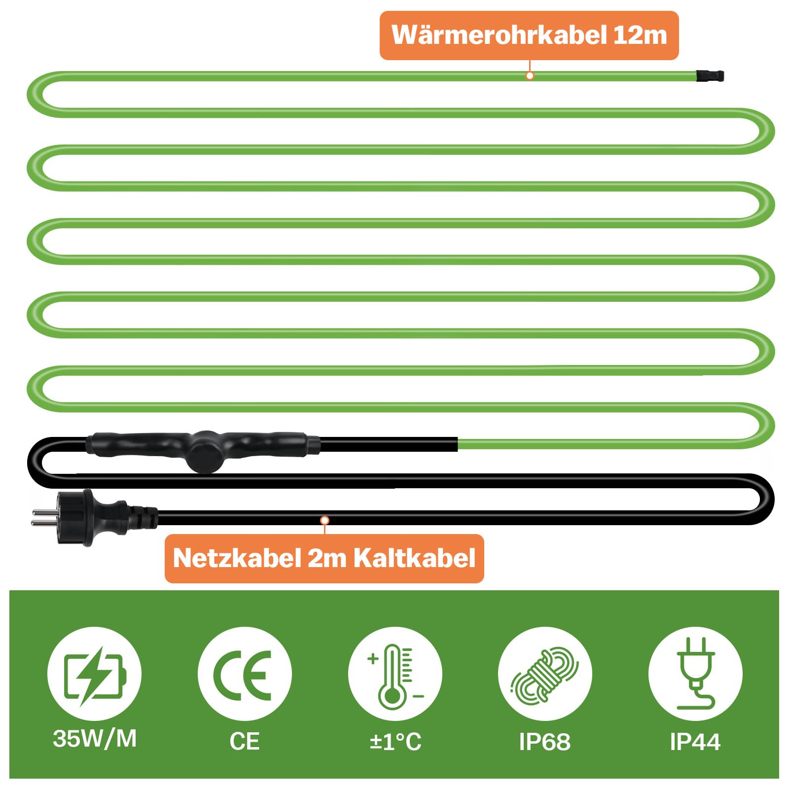 Cavo Riscaldante Autoregolante Vrietina 12m - Antigelo Tubi Con Termostato Integrato - Foto 13