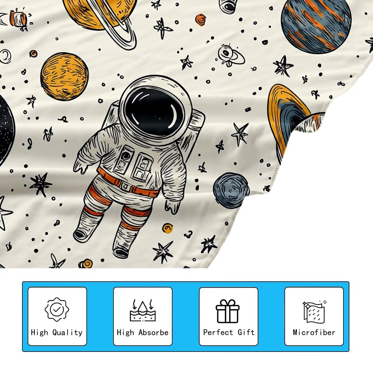 Ręcznik plażowy z mikrofibry, duży ręcznik kąpielowy 90 x 200 cm, zestaw 2 szt. szybkoschnących prześcieradeł kąpielowych astronauty, antypiaskowe ręczniki plażowe z mikrofibry do podróży, prezent dla