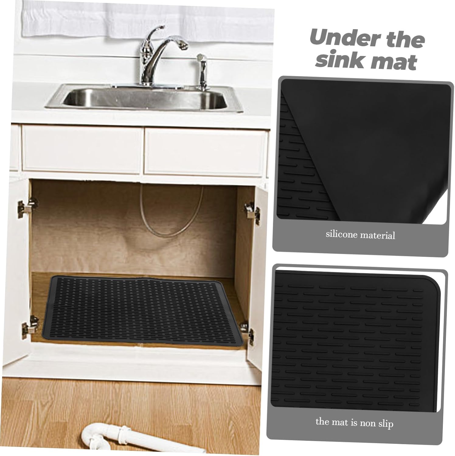 700g Silicone under Kitchen Sink Mat Non-slip Drainage Protector Multi-functional Silicone Draining Mat for Dishes Easy to Clean Cushioned Protection for Kitchen Sinks