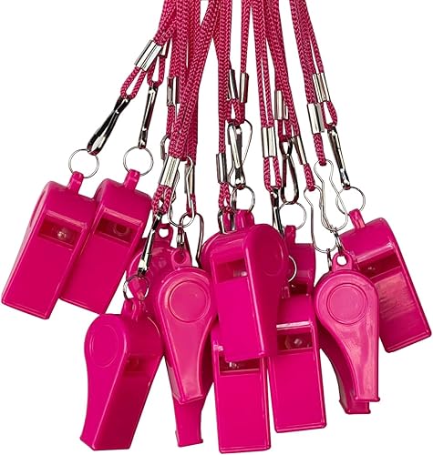 DYBADYSA 20 piezas de silbatos fuertes de plástico con cordón para entrenadores árbitros baloncesto fútbol deportes entrenamiento evento salvavidas