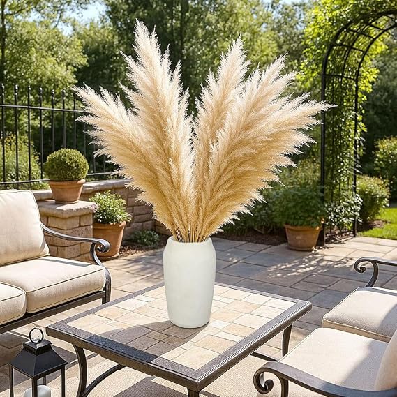 12 Tall Rustic Vase for Flowers 30cm Cement Vase 4.9 Opening Large White Vases Vintage Farmhouse Vases for Pampas Grass Dry Plants Living Room Table Entryway Bathroom Shelf Mantel Home Decor