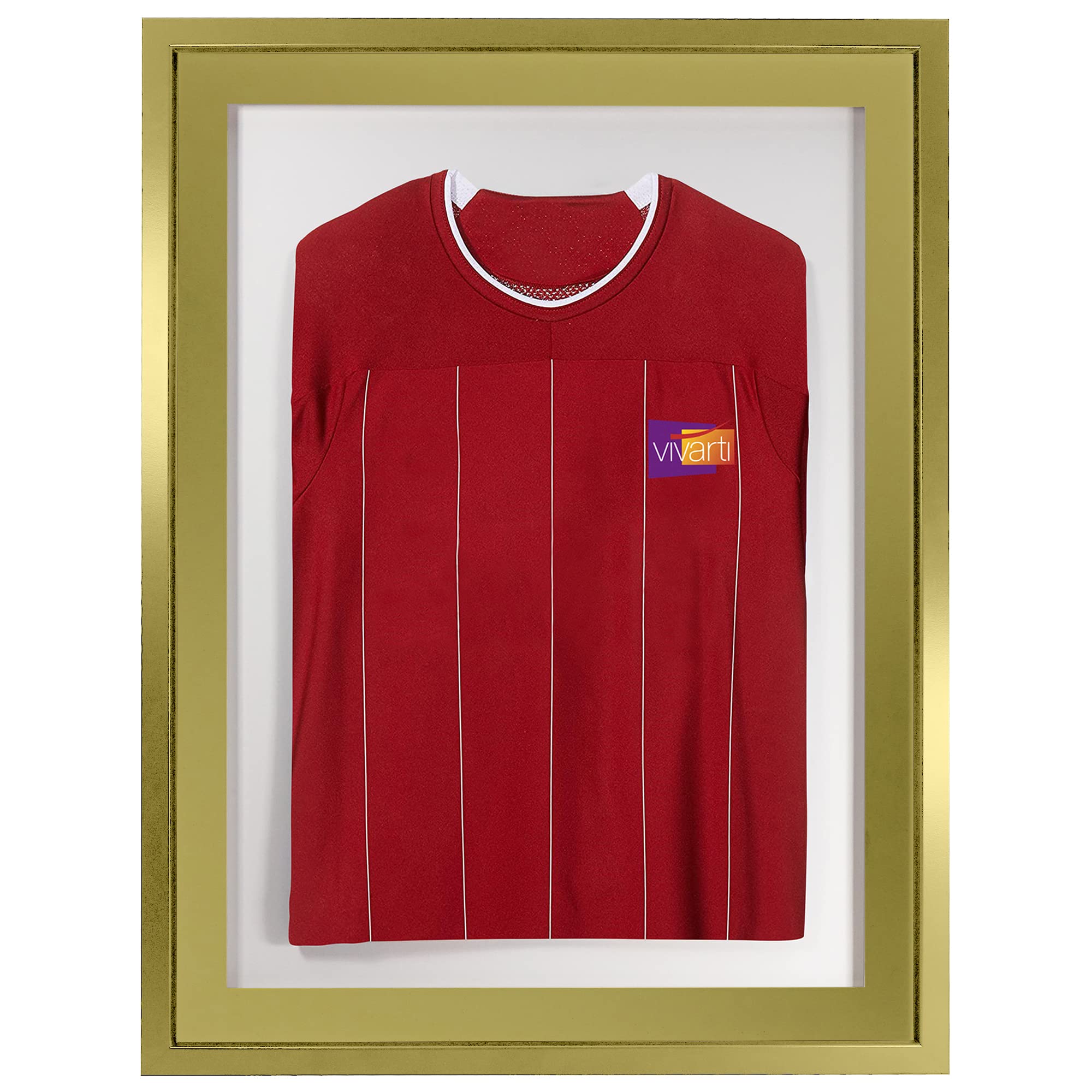 Vivarti DIY 3D Mounted Sports Shirt Display Gold Frame with Colour Mounts (Adult, 60 x 80cm - Gold Frame, Gold Mount, White Backing Card)