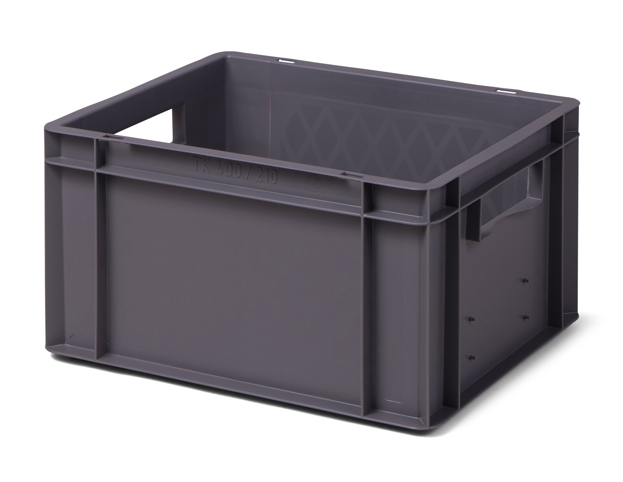 1a-TopStore 4 Stk. Transport-Stapelkasten TK421-0, Grau, 400x300x210 mm, PP, 19 Liter, 40 kg, Lebensmittelecht, Made in Germany, Industriequalität