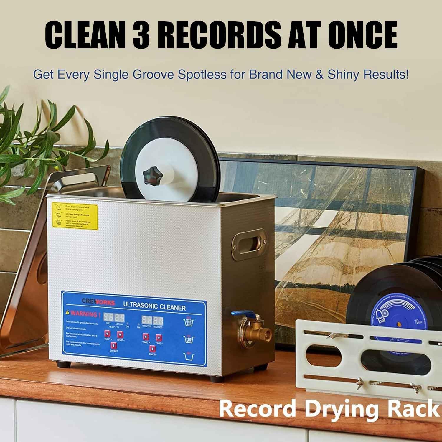 Máquina limpiadora ultrasónica de discos de vinilo, sistema de limpieza de doble cara giratorio automático de 6,5 L, sincronización ajustable de 0 a 30 minutos, control de temperatura de 0 a 80 °C