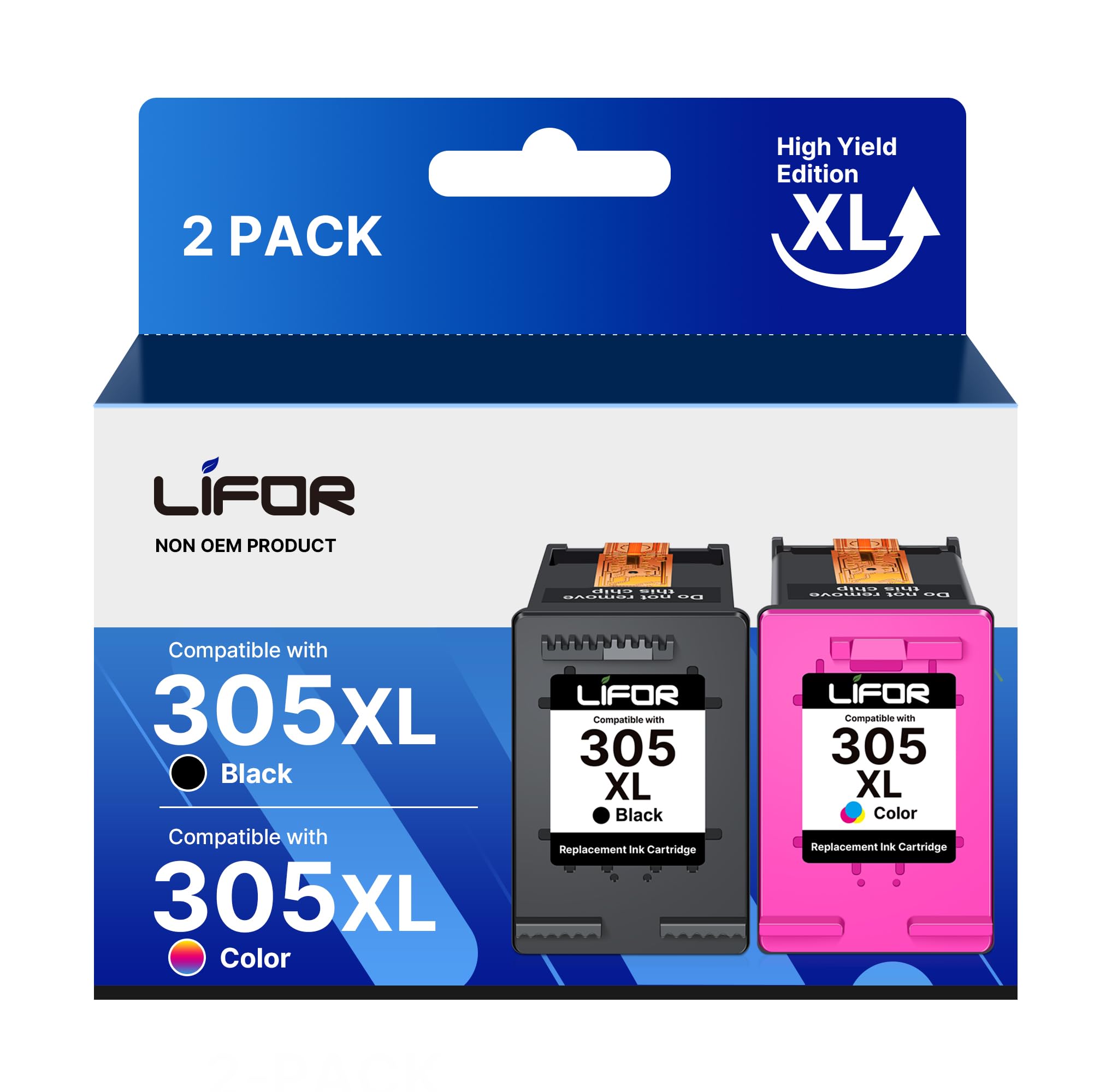 LIFOR 305XL Ink Cartridges Replacement for HP 305 Ink Cartridges Black and Colour 305 XL for HP DeskJet 2800e 2810e 2700 2710e 2720e Plus 4100 4120e Envy 6000 6020e 6032e Pro 6400 Packing May Vary