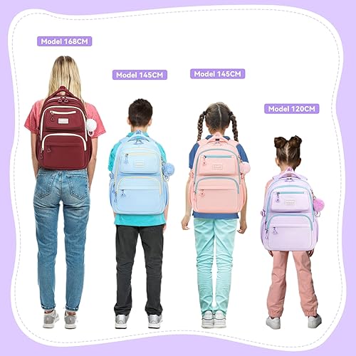 Miniatura 7 de MOONBABY Mochila para niñas para la escuela, bolsa de libros Kawaii para estudiantes de primaria, niños, adolescentes y adultos (con decoración
