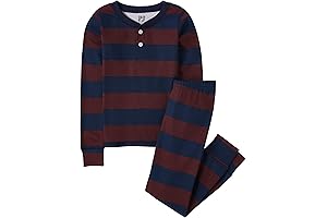 Comfy Striped Henley Snug Fit Cotton Pajamas for Growing Boys (14-16 Big Kid)