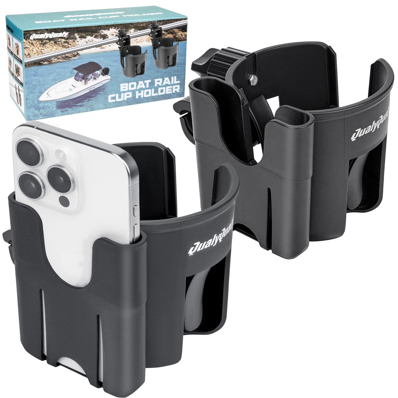QualyQualy 2-in-1 Boat Rail Cup Holder
