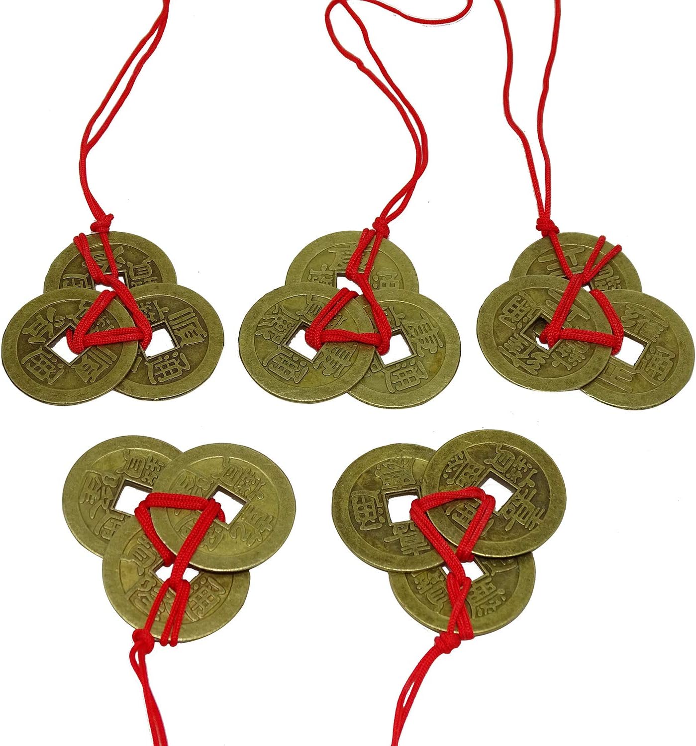 Rmeet Feng Shui Coins,1 Inch Chinese Feng Shui Coins 5 Set China I-ching Ancient Coins Copper Coins for Lcuk Health Success Wealth Avoid Evil 5 Emperors Qing Dynasty