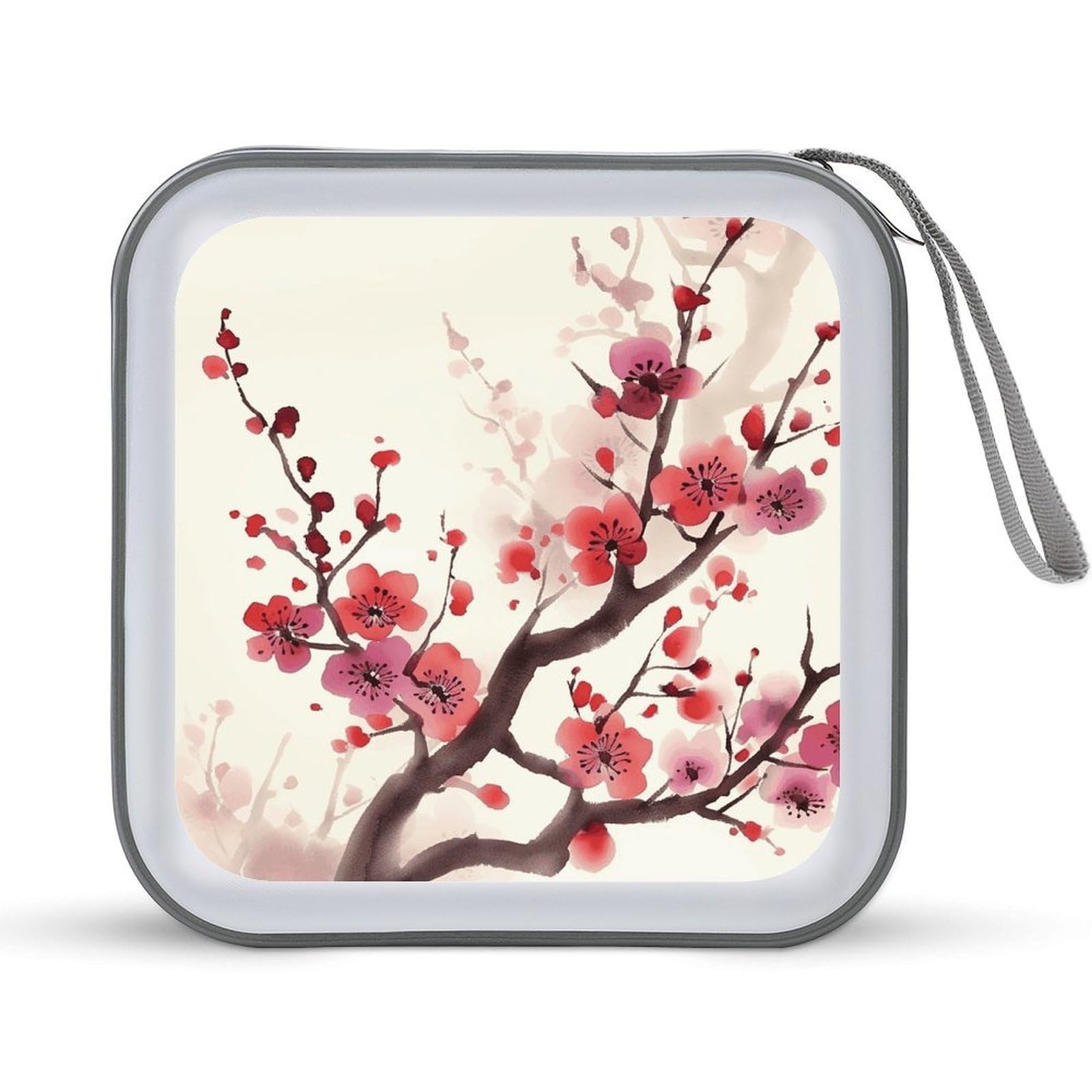 VstaDank Japanese Spring Plum Blossom DVD Case 40 Capacity Protective Storage Organizer Binder Booklet Album Portable Disc Wallet Car CD Disc Holder Hard Plastic CD Case CD DVD Case Holder