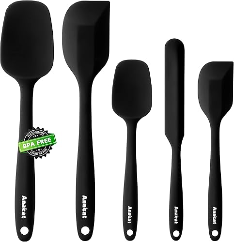 Miniatura 13 de Anaeat Juego de 2 Espátulas Delgadas de Silicona - Mini Espátulas para Servir Brownies - Volteador Spurtle Antiadherente para Cocinar Fácilmente