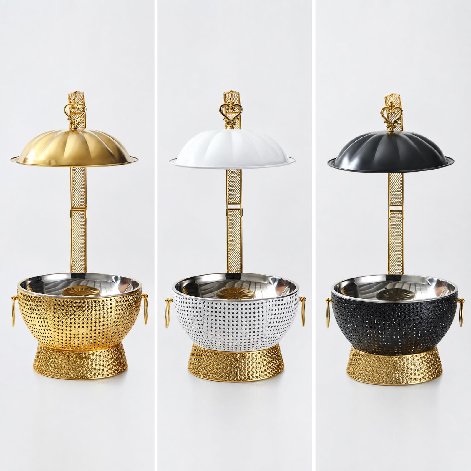 kowaku Chafing Dish Acero Inoxidable Erguido Plato Calentador con Base corativo Bufera para es, Reuniones Familiares, Oro