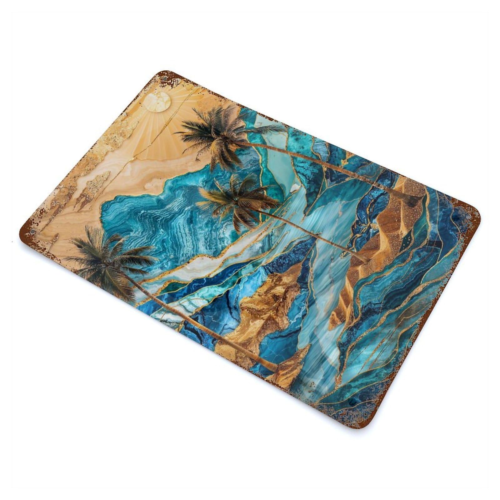 Desert Oasis Kintsugi Art Rust Effect Tin Sign 11.8"x7.9", Ideal for Shed, Workshop And Garage Wall Decor