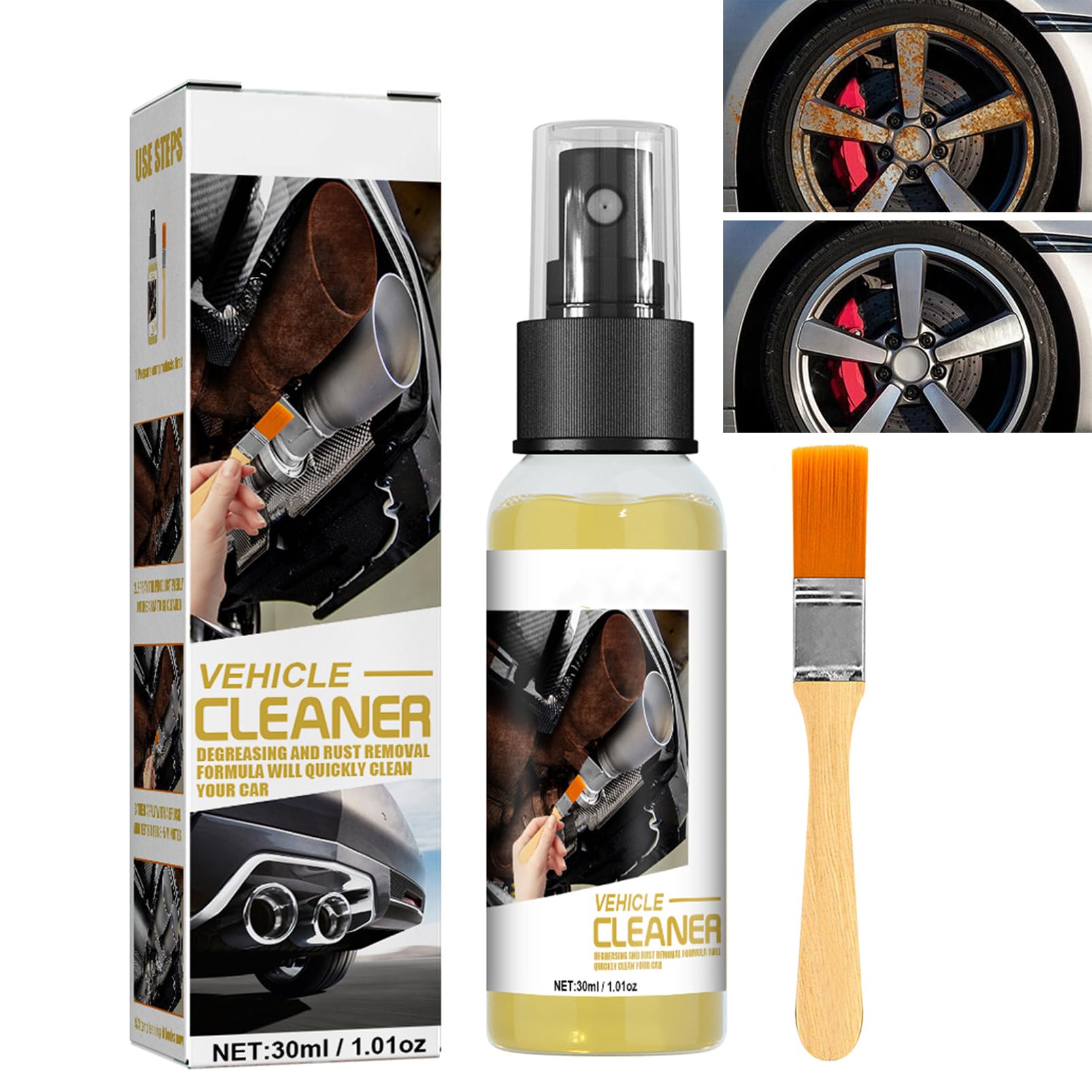 SHEBEEDO Metal Rust Remover Spray, 100ml Car Rust Remover Spray with Brush, Car Chassis Rust Converter Spray, Rust Inhibitor, Multi-Purpose Rust Remover Highly Effective Metal Rust Remover