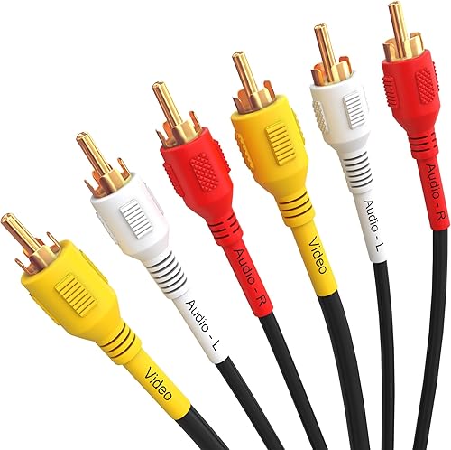 Miniatura 4 de Cmple - 3 cables RCA de 1.5 pies compuestos tres RCA macho a macho Audio Video Cables AV chapado en oro triple enchufe para reproductores VHSDVD,