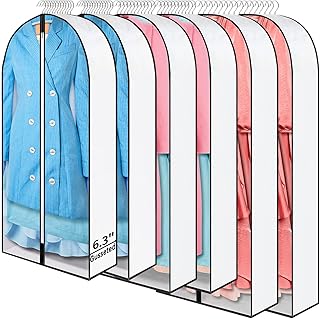 FADOTY 59"/49"/40" Garment Bags for Hanging Clothes with 6.3" Gussets Hanging Clothes Bag Suit Garment Bag Closet 6 Pack f...