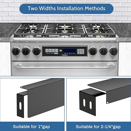 Miniatura 5 de Kit para rellenar hueco trasero de estufa deslizable de 30" W10113901A con 2 piezas de cubiertas de hueco de estufa de silicona, kit de moldura de