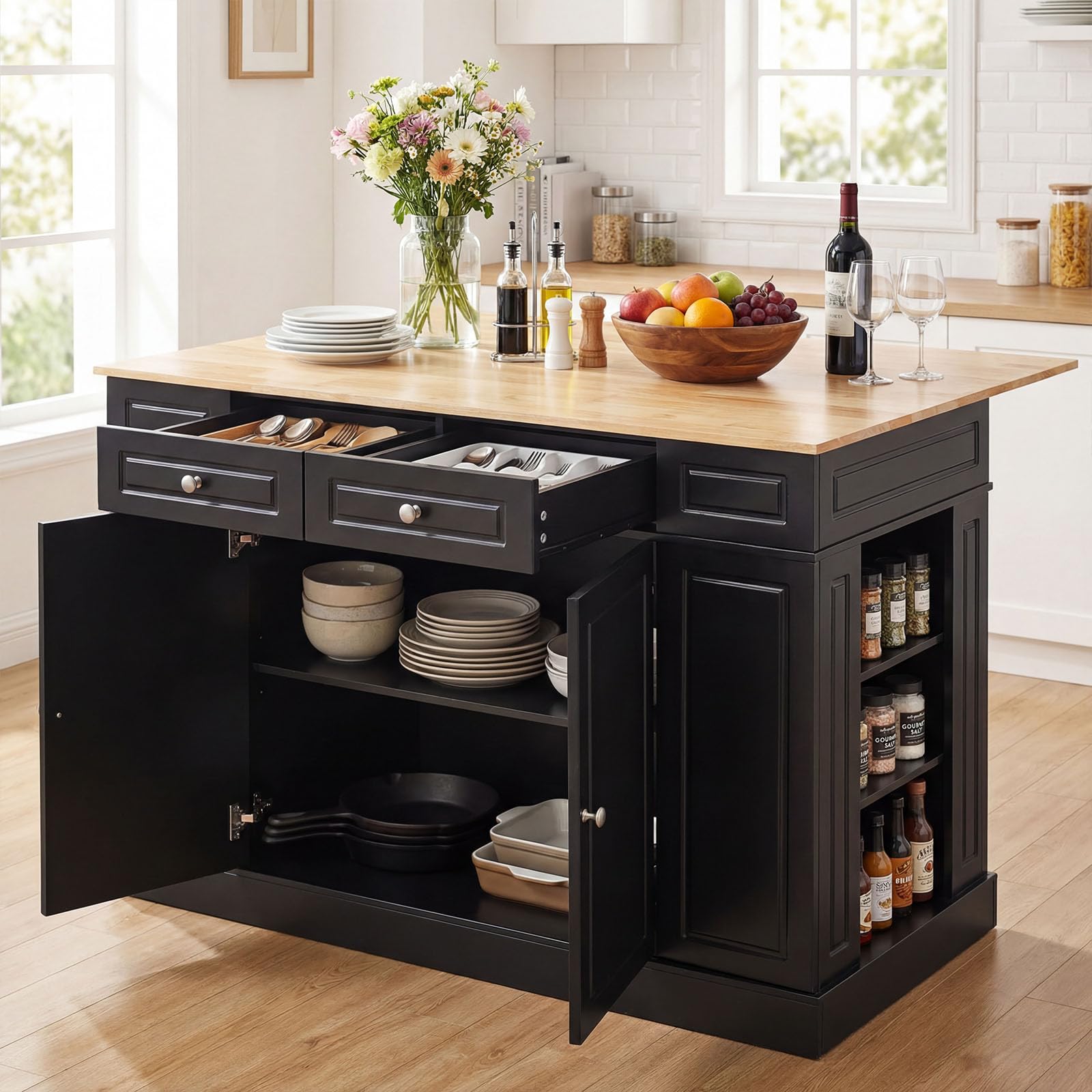 Amazon.com: Giantex Kitchen Island with Storage & Drop Leaf, 48