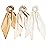 LFOUVRE 3PCS Hair Scarf Scruncheis for Women Knotted Bow Hair Ties Elastic Bands Satin Hair Ribbon Scrunchy Red Ponytail Holder for Women and Girls (Camel Apricot Ivory)