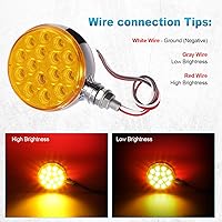 Vista 7 de Partsam 2 luces LED redondas de doble cara de 3 pulgadas, color rojo/ámbar, 30 luces LED para guardabarros, señal de giro cromada, Miro-reflex