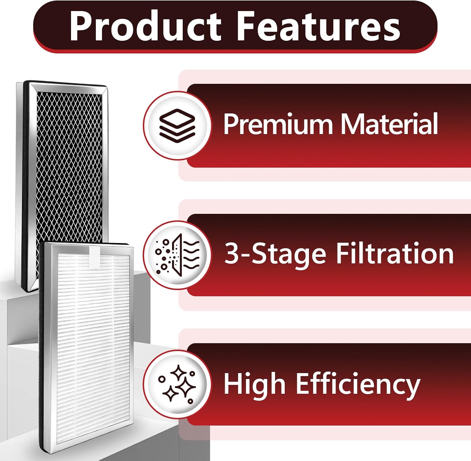 8 Pcs MA15 Replacement Filter Compatible with Medify Air Purifier 15, 3-in-1 H13 HEPA & Activated Carbon Filter