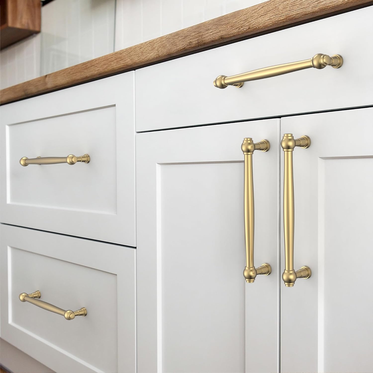 Alzassbg Cabinet Pulls, Champagne Bronze, 5 Inch Hole Center(128mm), Solid Metal, Kitchen Drawer Handles, 10 Pack, AL0002BRG