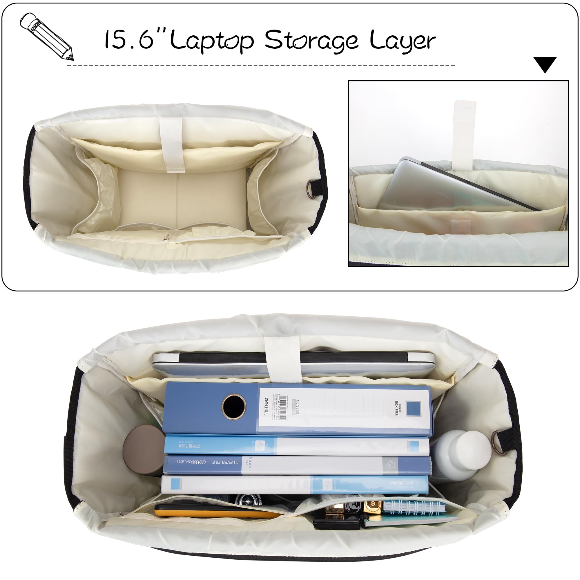 LoDrid Lehrertasche mit Bodenpolster und Separater Laptop-Fach